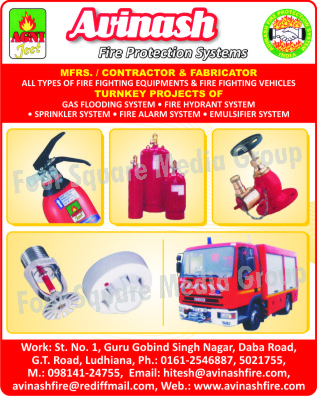 Fire Fighting Equipments, Fire Fighting Vehicles, Gas Flooding Systems, Fire Hydrant Systems, Sprinkler Systems, Fire Alarm Systems, Emulsifier Systems, Fire Safety Products